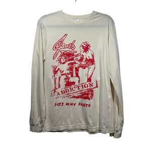 Jane's Addiction It's My Party Long Sleeve Tee Cream Red Sz Medium Band Concert